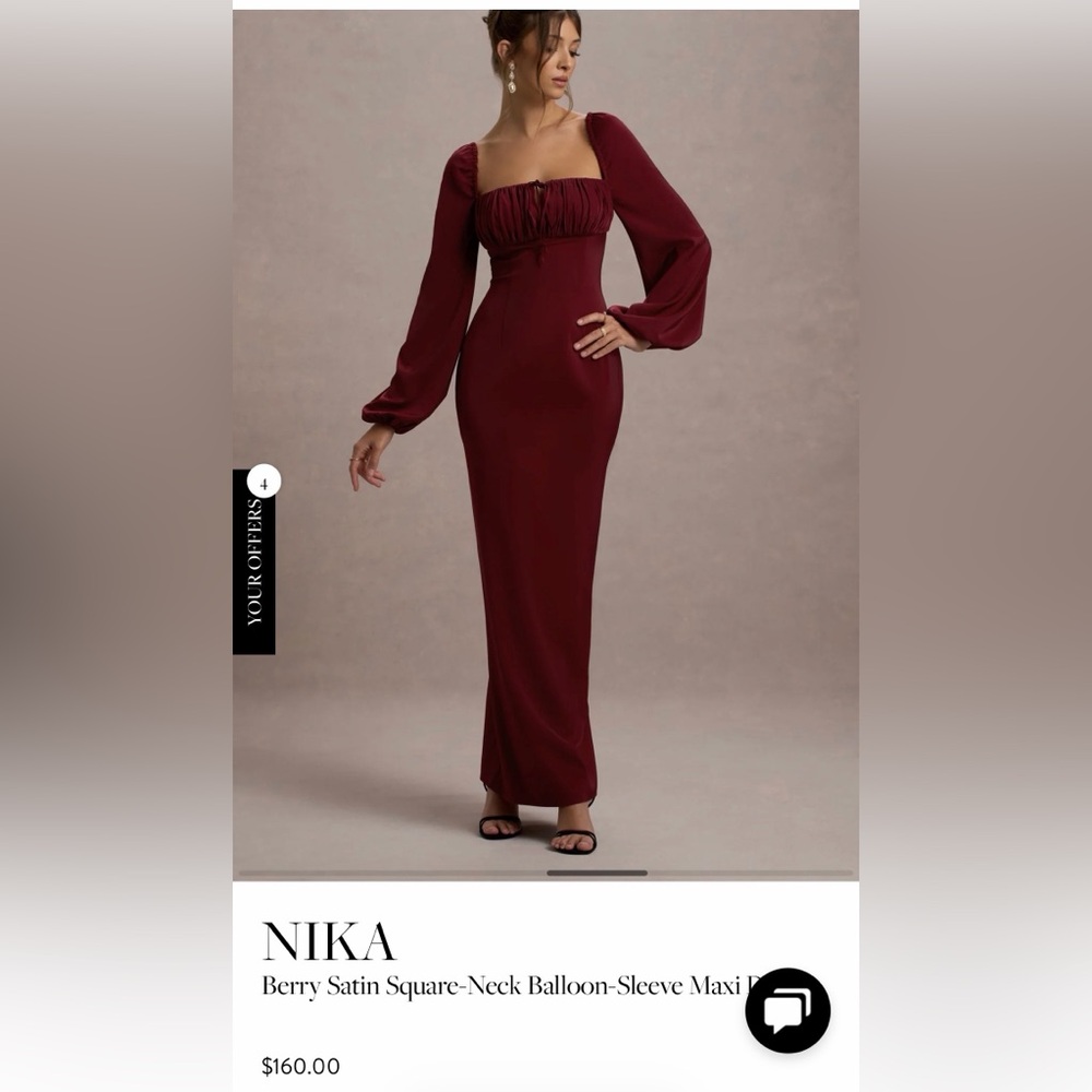 Club L London Burgundy Long Sleeve Maxi Dress